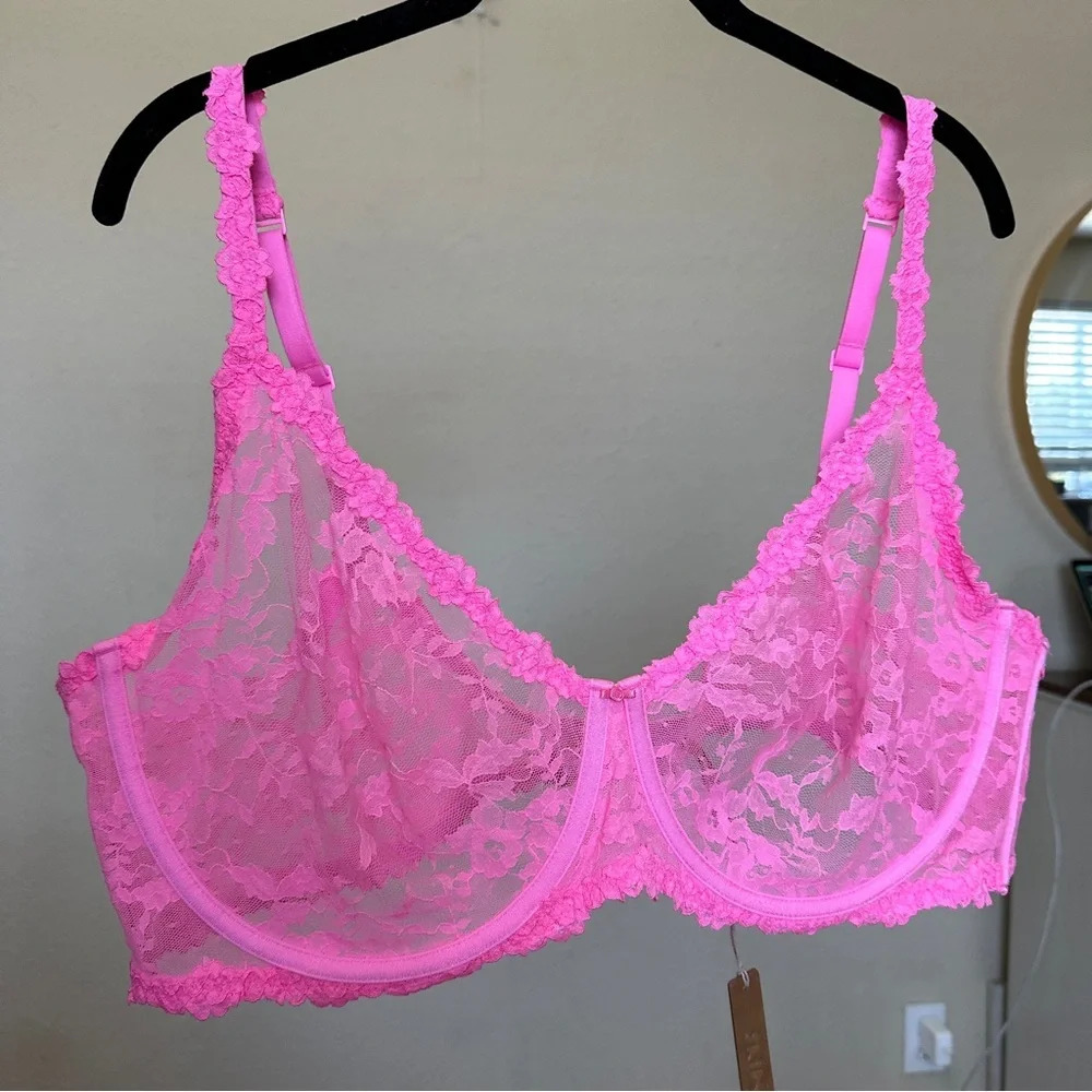 Skims Stretch lace Intimates Underwire Scoop bra Pink BA-SCP-3575 size 46DD